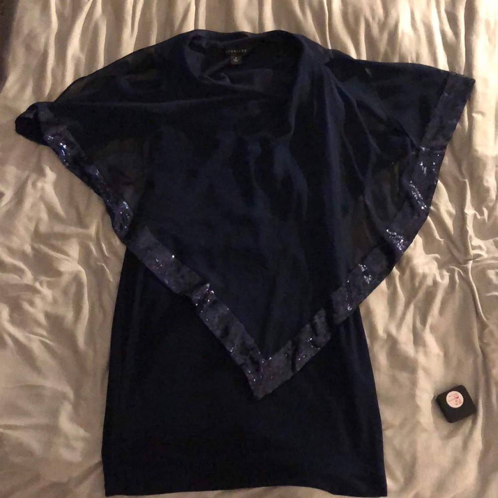 Scarlett Asymmetrical Dress in Navy Blue